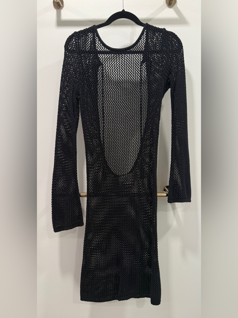 l*space Black Mesh Long Sleeve Cover-Up Dress